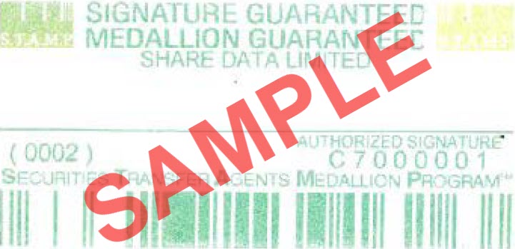 Medallion Signature Guarantee Share Data Medallion Signature Guarantee Share Data